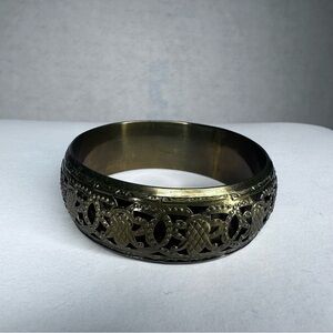 Brass Tone Openwork Cuff Bracelet